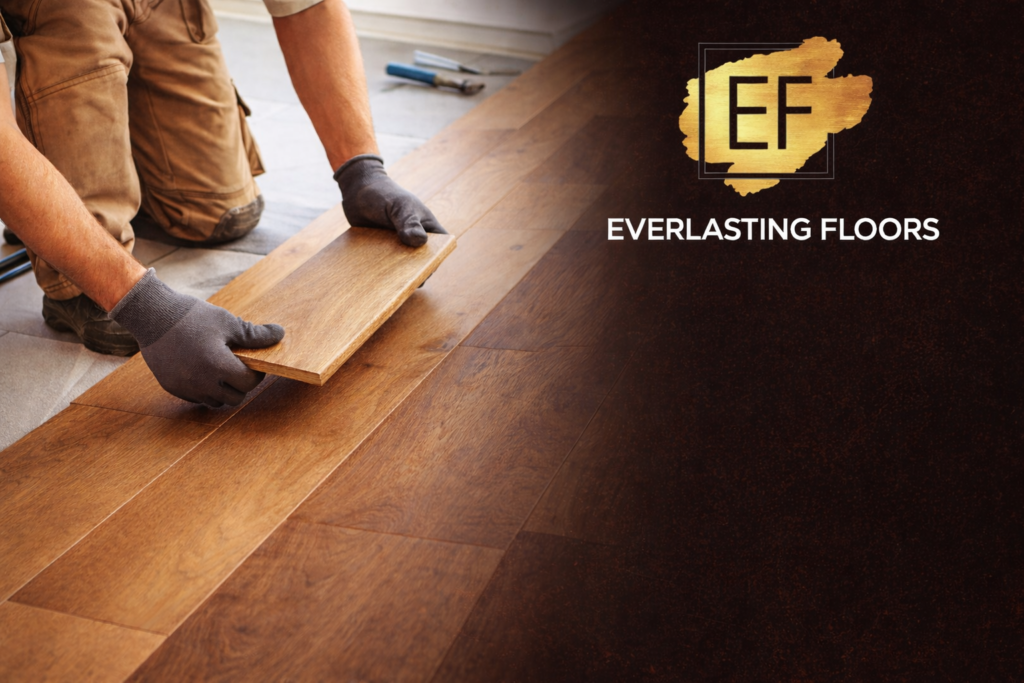 Professional timber flooring installation in Sydney – installer fitting oak floorboards by Everlasting Floors